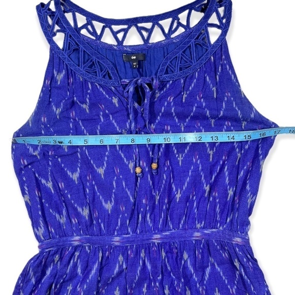 GAP Blue Print Fit and Flare Cutout Neckline Dress sz S - Picture 9 of 13